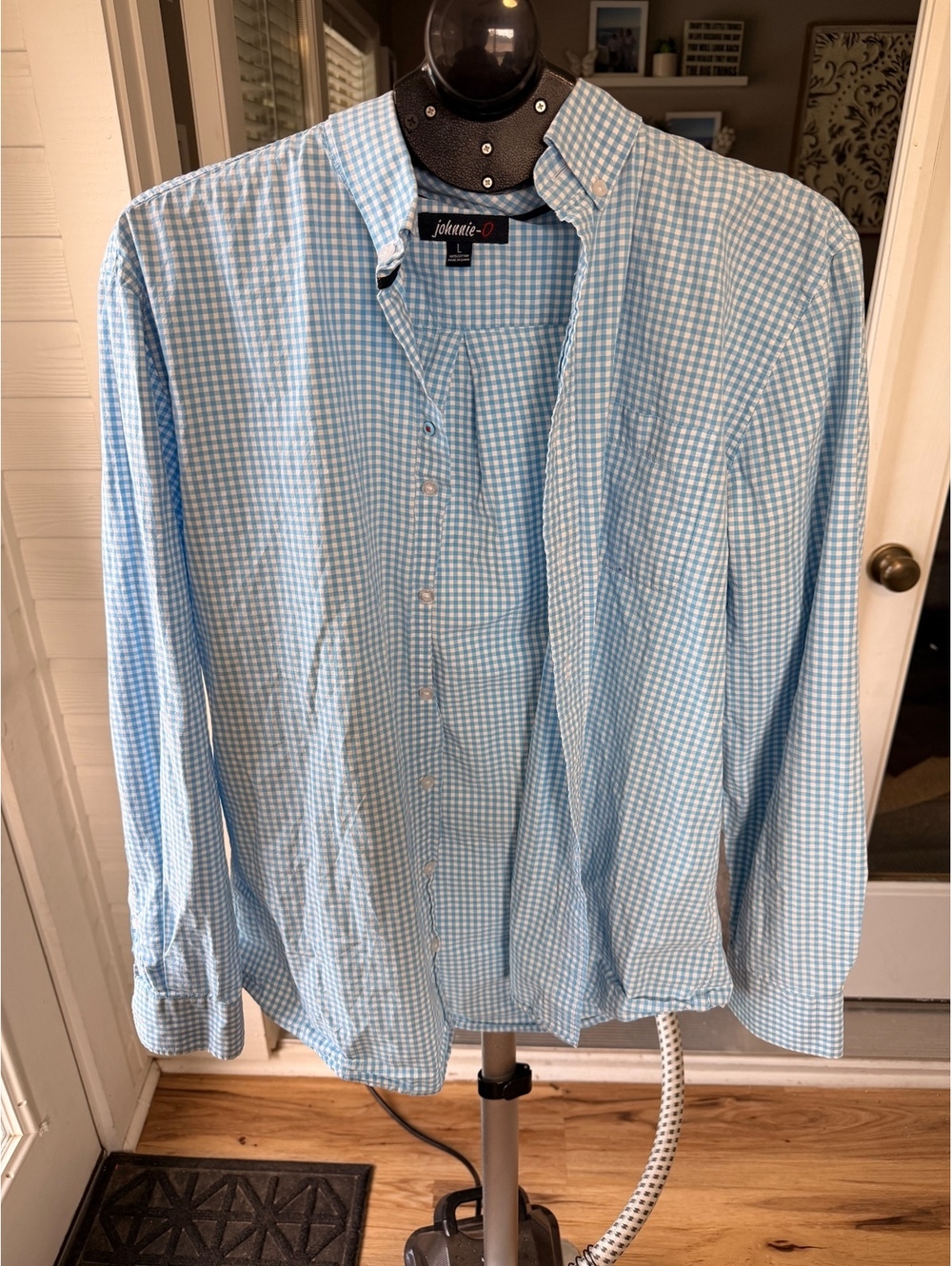johnnie-O blue gingham button-down shirt